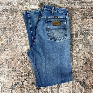 Wrangler George Strait Cowboy Cut Jeans Mens 35x36 Blue Denim Straight Faded